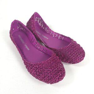 Mini Melissa Campana Papel‎ Girls PINK GLITTER Slip On Ballet Flats NWB Size 3